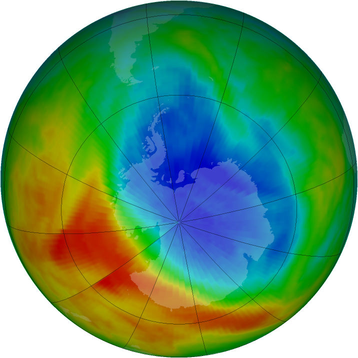 Antarctic ozone map for 08 October 1982